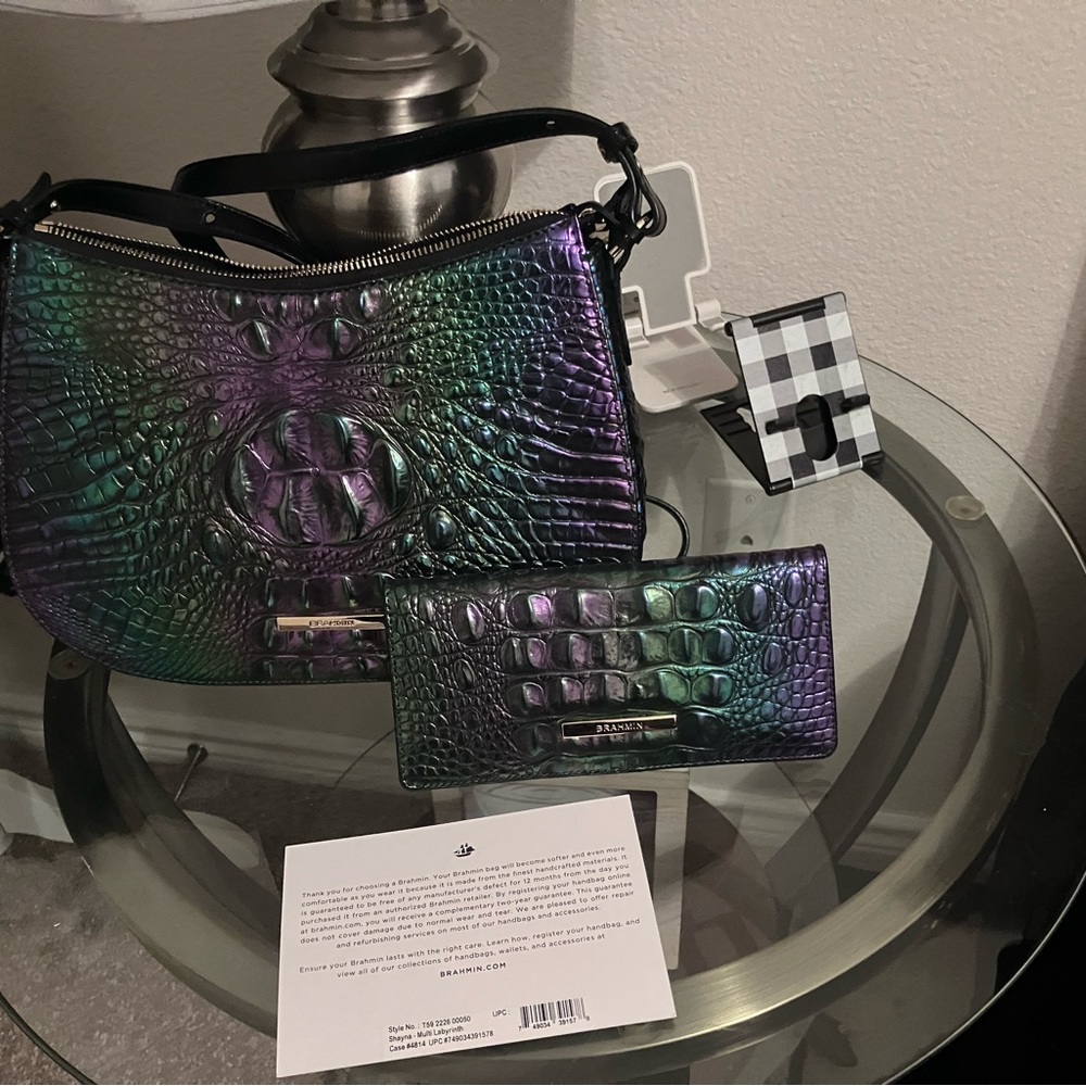 NWOT Metallic Brahmin purse and matching wallet